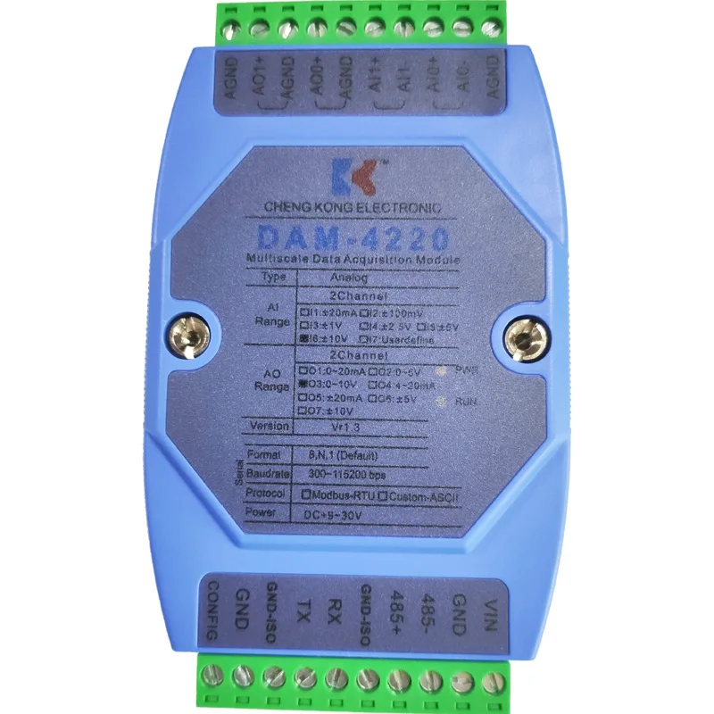 Analog Input and Output Data Acquisition Module Current Pressure to RS485modbus DAM4220