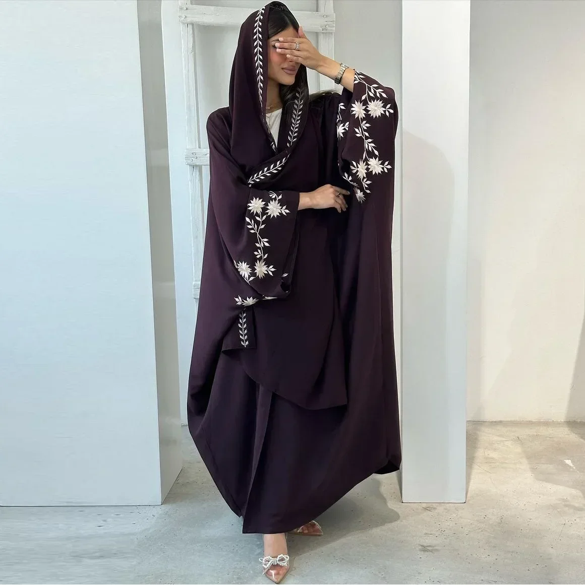 

New Arrival Buckles Embroidery Abaya Hijab Dress Kimono Coat Outwear Women Long Sleeve Loose Arabic Muslim Dubai Moroccan Caftan