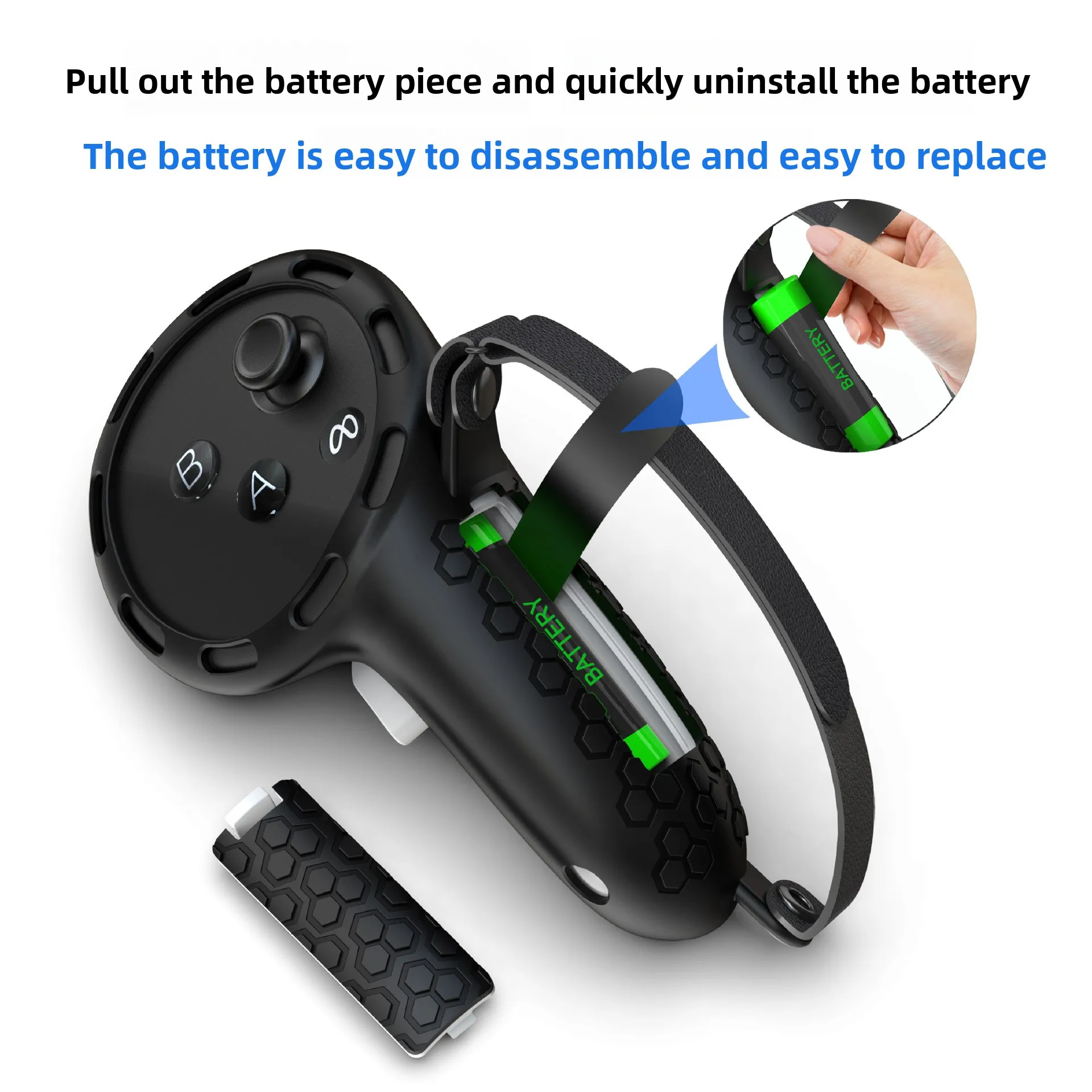 Silicone Protective Case with Removable Battery Cover and Controller Handle for Meta for Quest 3S/Quest 3 VR Game Accessories