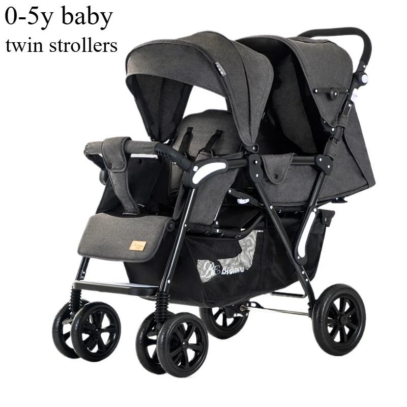 Twin strollers can sit and lie down lightweight folding a good helper for high-view mothers easy to travel