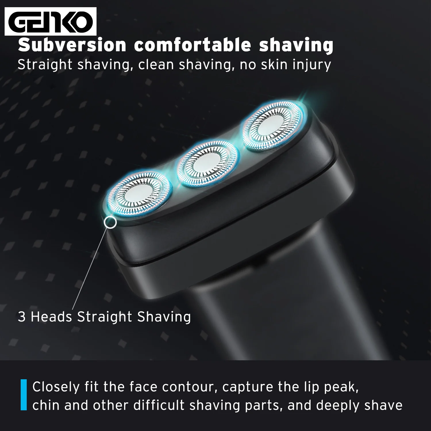 GENKO-máquina de afeitar de 3 cabezales para hombre, Afeitadora eléctrica inteligente, recargable, en seco o húmedo, nuevo diseño