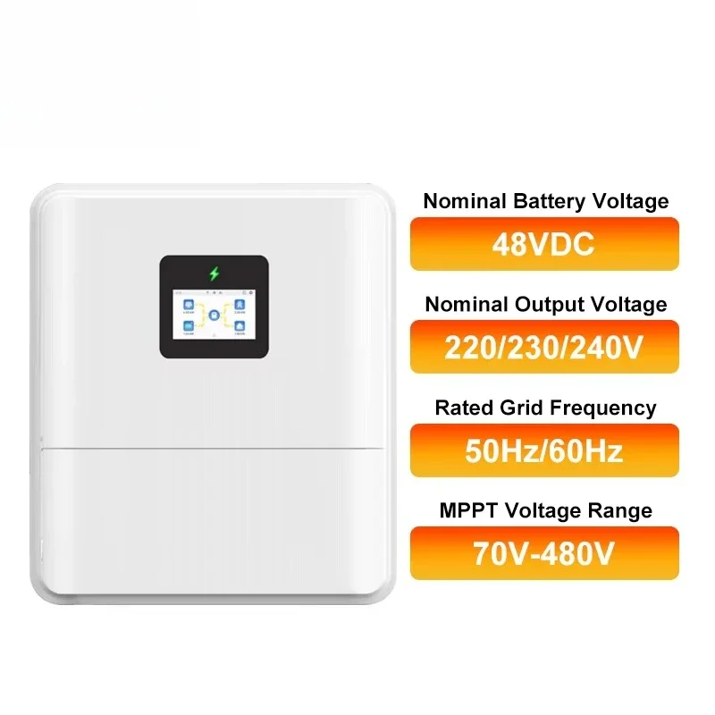 IP65 48V 6kw Single Phase Hybrid Solar Inverter 6000W 6KVA Hybrid Inverter Pure Sine Wave On/Off Grid Solar Inverter with MPPT