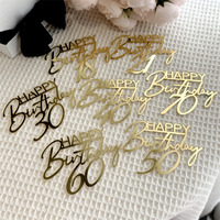 New 18, 30, 40 and 50 Years Old Happy Birthday Cake Topper Gold Acrylic Birthday  Party Cake Toppers Decorations Baking Supplies
