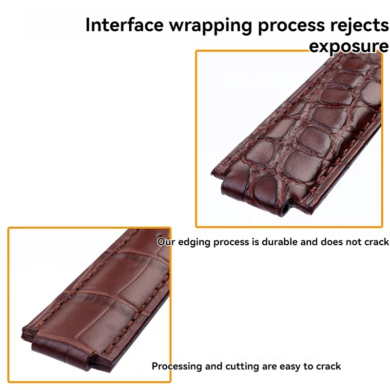 14-8mm 16-8mm 18-11mm 20-12mm 22-14mm pulseira de relógio de couro de jacaré genuíno para balão azul Cartier, pulseira de crocodilo de luxo