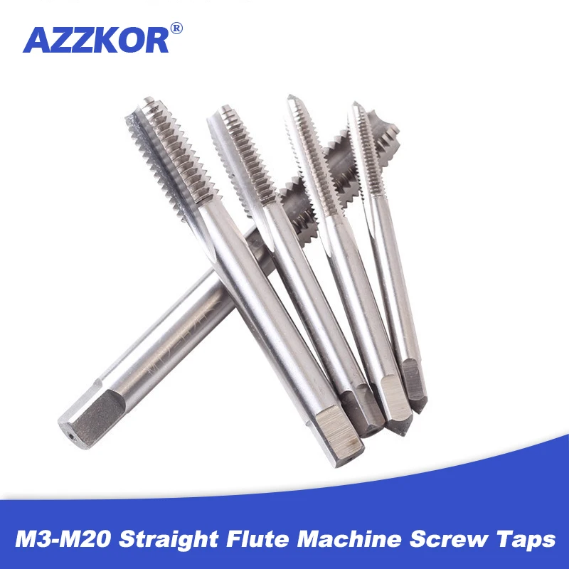 High Quality Taps Straight Flute Machine Screw Taps And Die Set Silvery Machine Taps For Material Iron Copper Mater Hss Taps