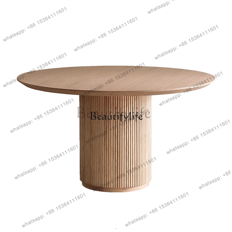 92Italian minimalist designer medieval solid wood dining table Japanese log striped table