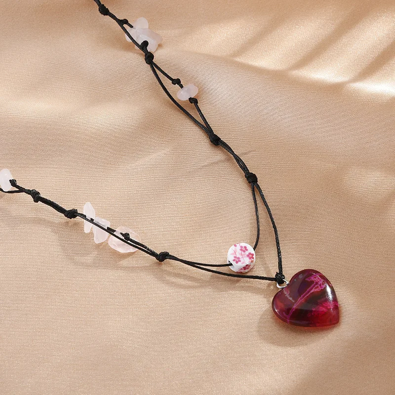 여성을 위한 새로운 소녀 연인 구슬 목걸이, 여름 하트 쇄골 체인