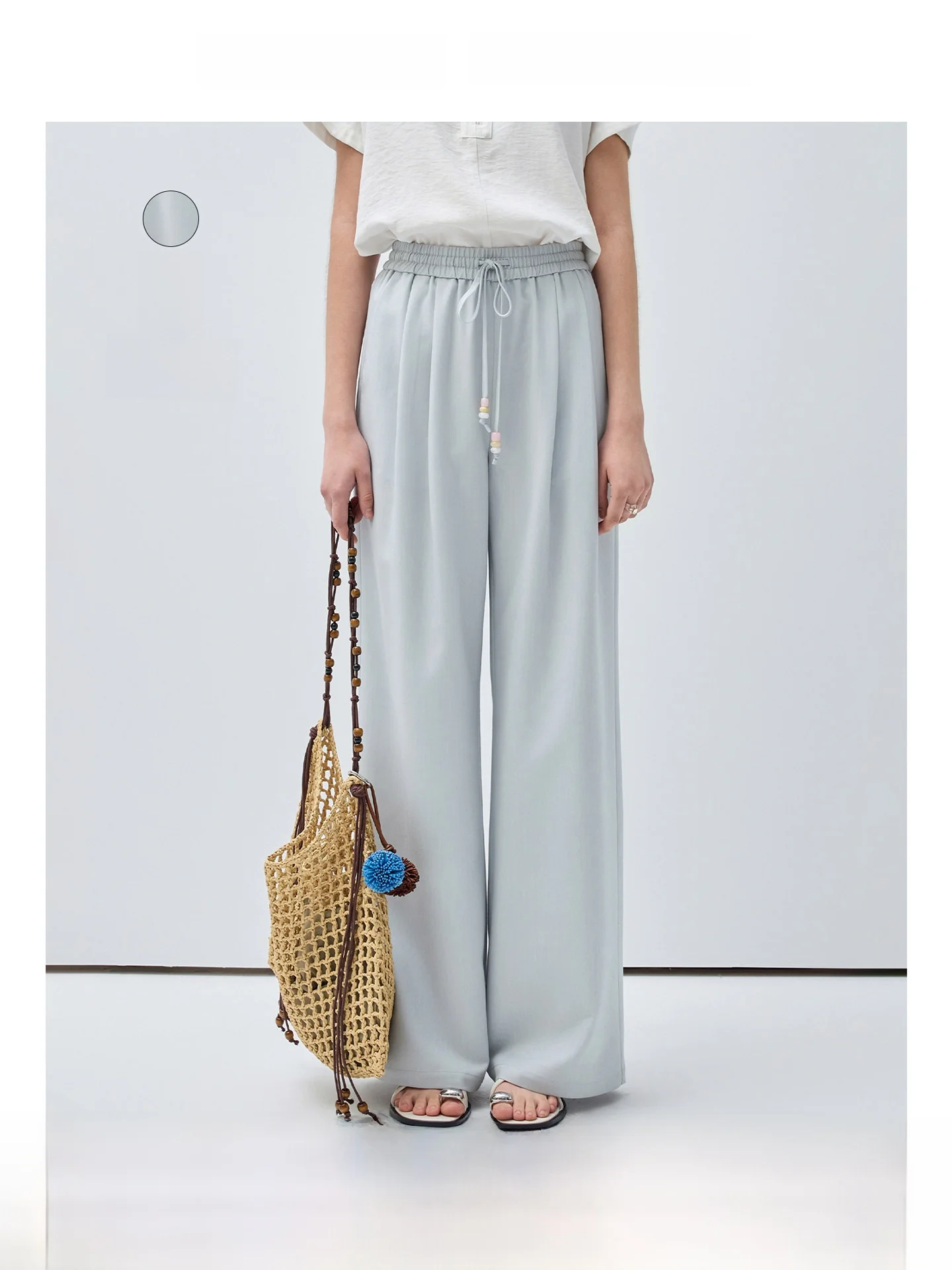 

Flowing Wide Leg Pants for plus Size Women Casual Comfortable Commute Style High Waist Straight Cut Single Piece Summer Trousers