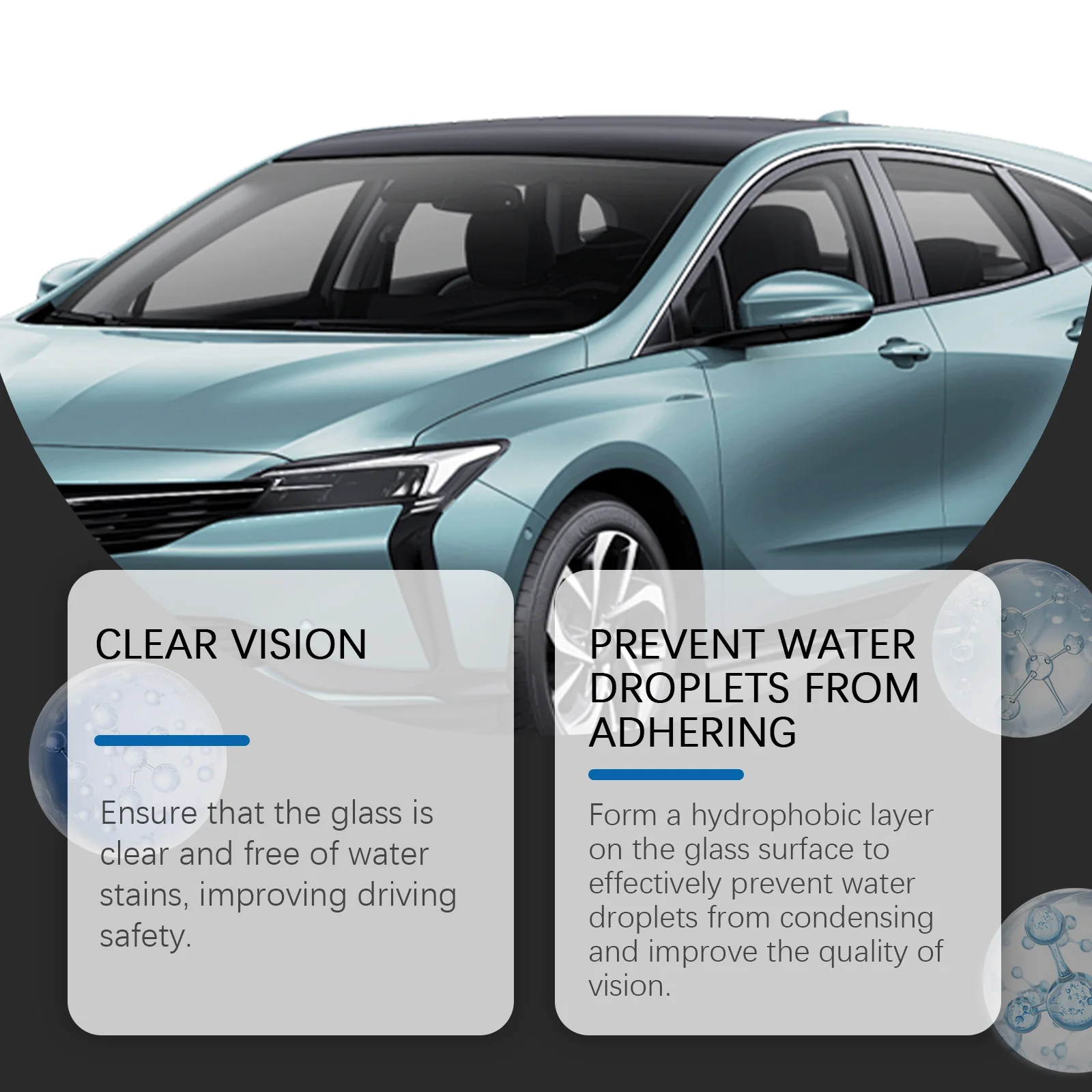 Interior Glass Anti-Fog Spray - Automotive Glass Anti-Fog Solution for Windshields & Windows, Cleans & Enhances Shine