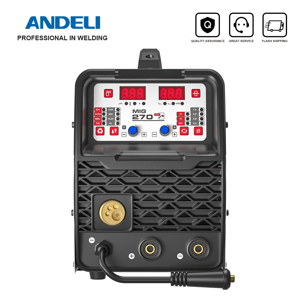 ANDELI 110/220V Semi-automatic Welding Machine MIG-270 MIG/Lift TIG/MMA Flux Welding 3 in 1 MIG Welder Gas Gasless MIG Welding