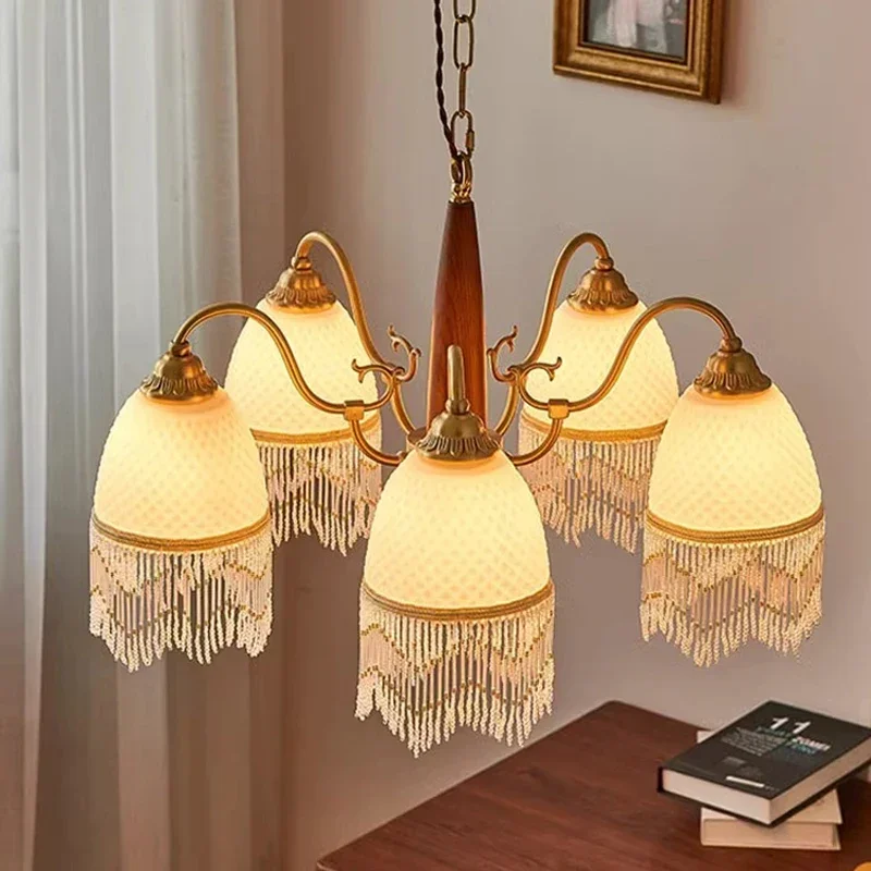 SANDYHA الحديثة قلادة LED أضواء الشمال الثريات الرجعية مع شرابة النحاس مثالية لغرفة النوم غرفة المعيشة طاولة طعام أنيقة