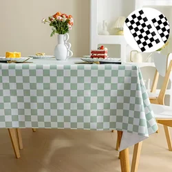 Black and White Checkered Tablecloth Black Checkered Flag Tablecloth Disposable Plastic Gingham Table Cover for Parties