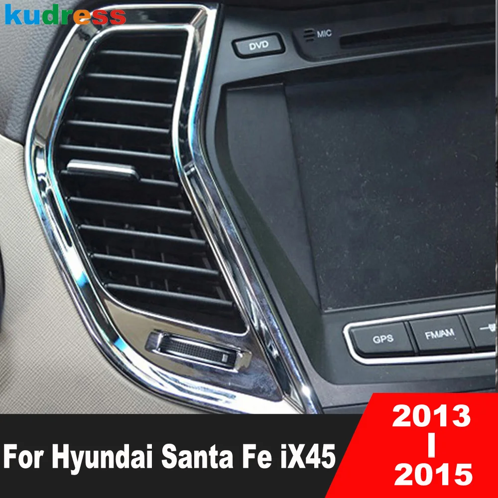 For Hyundai Santa Fe 2013 2014 2015 Chrome Car Air Condition Vent Outlet Cover Inner Door Handle Bowl Trims Interior Accessories
