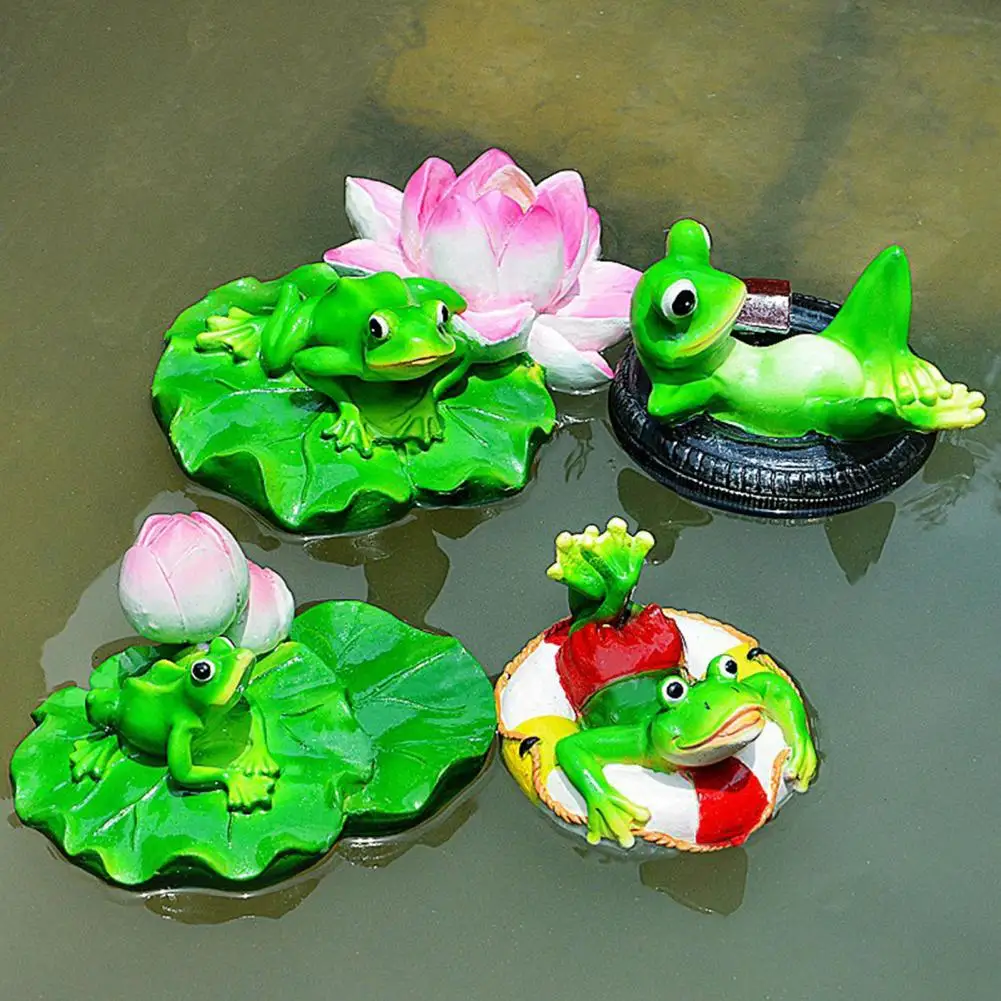 Floating Frog Statue Resin Cartoon Outdoor Frog Statue Floating Frog Ornament for Aquarium Garden Decor Figurine Ornament Gifts