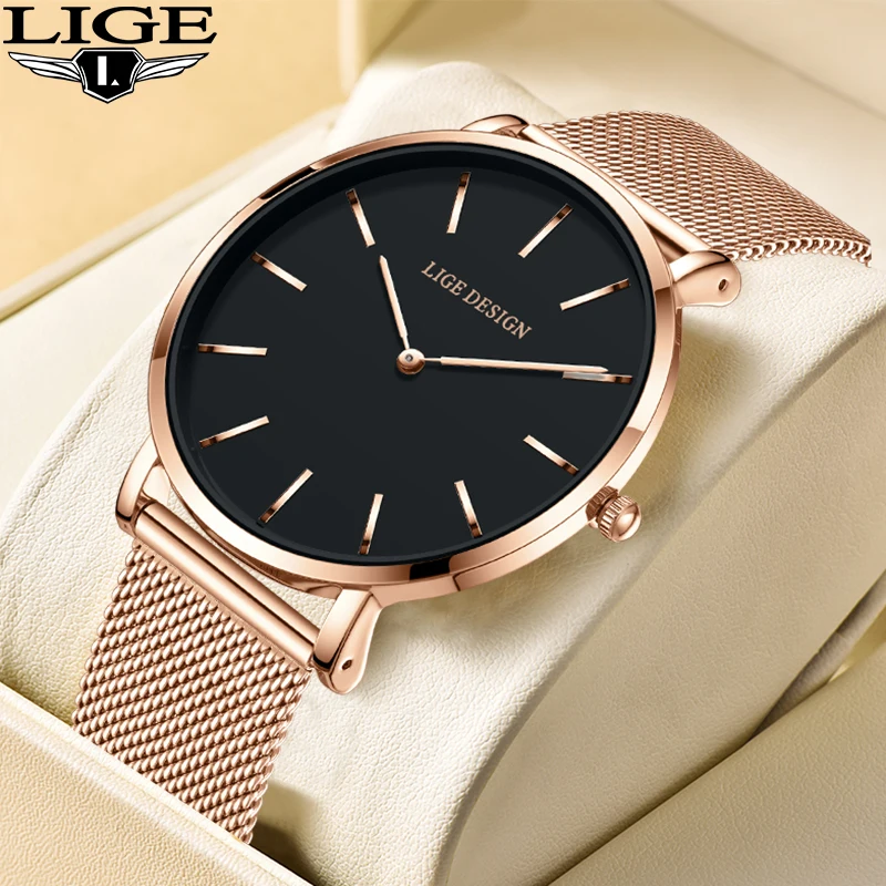 LIGE Fashion Luxury Watches for Men Simple Ultra Thin Case Casual Sport Waterproof Stainless Steel Quartz Man Watch Reloj Hombre