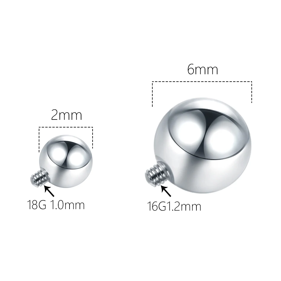 10Pcs/lot Steel Ball Spike Replacement Accessories for Ear Eyebrow Tongue Labret Piercing Septum Ring Body Jewelry 16G 14G