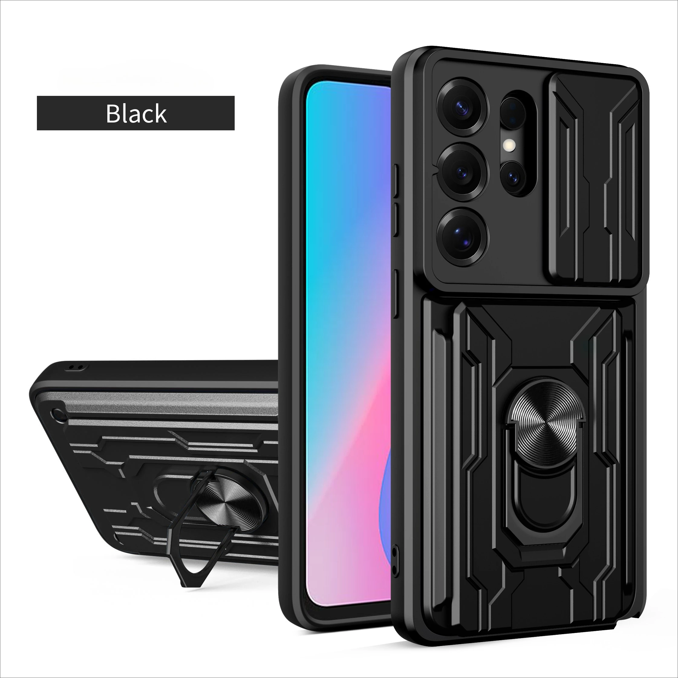 Card Pocket Kickstand Phone Case for Samsung Galaxy S26 Ultra S25 Plus S24 FE S23 S22 Ultra A17 A57 A37 A16 A56 A36 5G