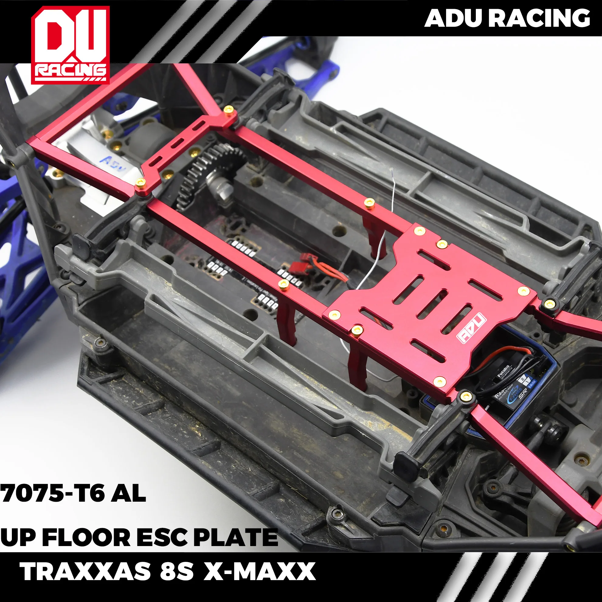 ADU RACING 7075-T6 AL 1/5 X-MAXX XMAXX Chassis top brace esc plate for HOBBYWING max5 CASTLE xlx2 traxxas 7714x