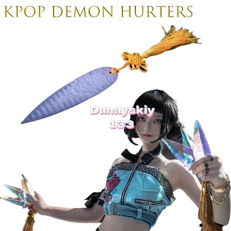 Accesorios para fiesta de Halloween para niñas, Kpop Demon Hurters Zoey HUNTER, accesorio de Cosplay de Anime, incluye cuchillo para lanzar demonio, arma