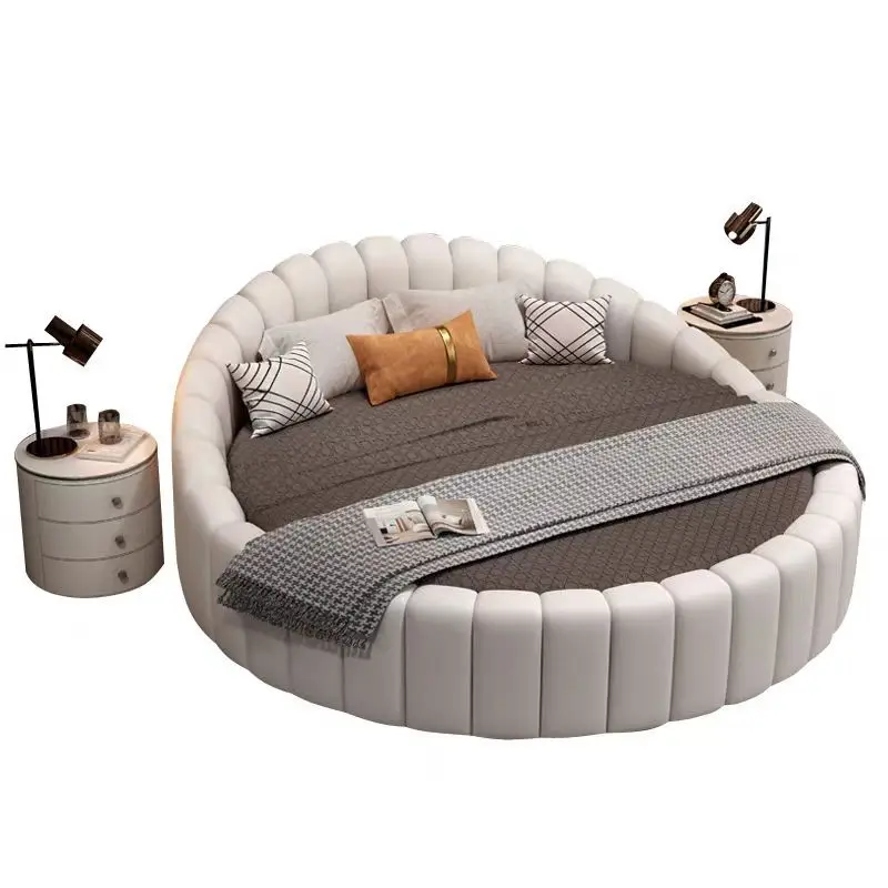 

Round bed double bed modern simple round bed cream wind princess bed small apartment master bedroom marriage bed love hotel bed