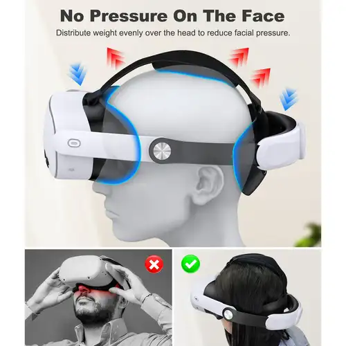 Imagen 2 del producto Beboncool Correa para la cabeza cómoda para Meta 2/3/3S - Correa para auriculares mejorada con precisión ajustable para VR con visera abatible y diseño lavable