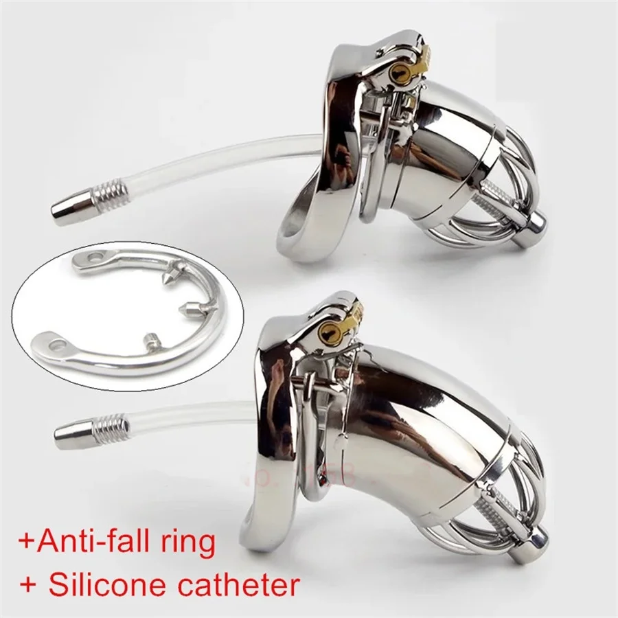 Sex Toys Tools Male Chastity Cage Stainless Steel Chastity Device Penis Cage Sm Cock Ring With Lock Silicone Catheter Sex Toy