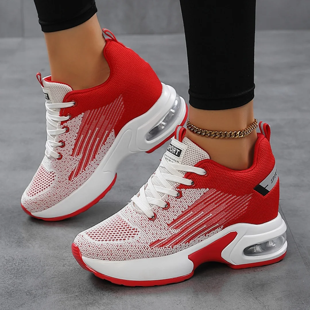 

New casual women's shoes fly woven breathable thick soled sports shoes non-slip comfortable inside increase women's shoes