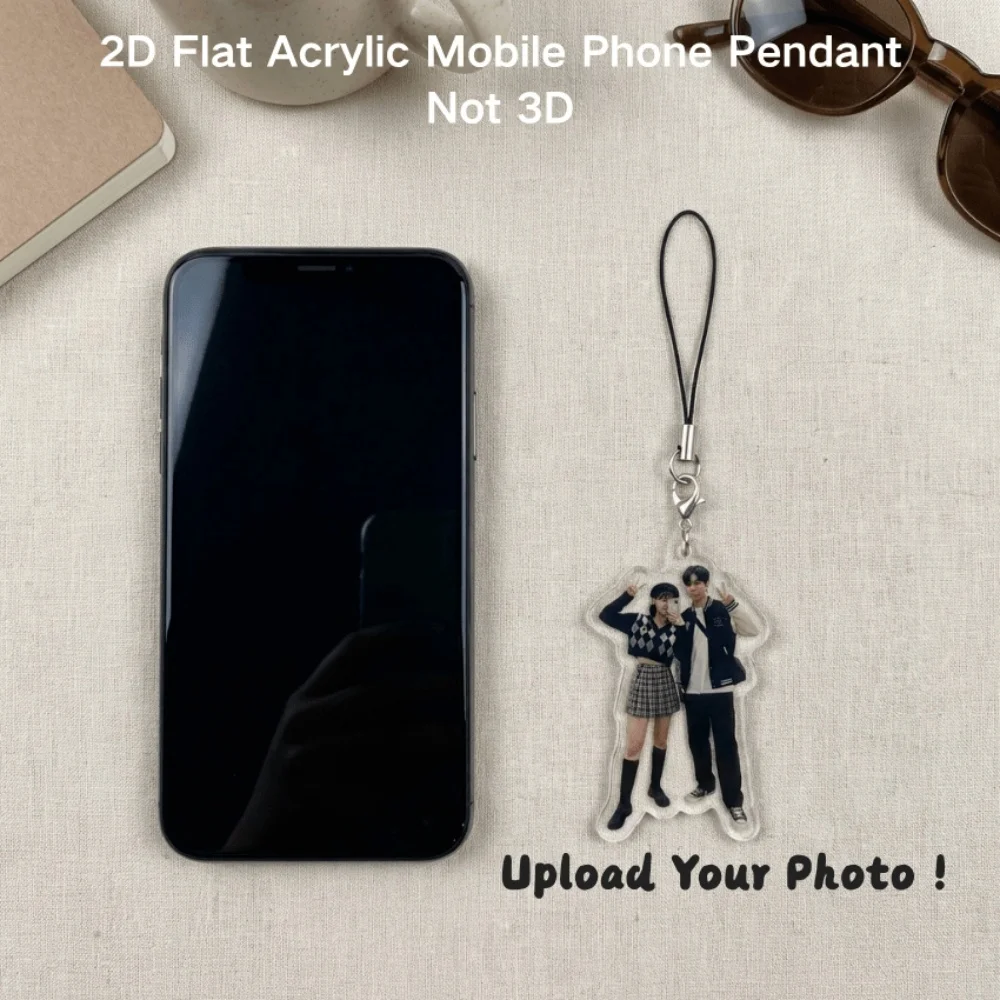 Custom Best Friends Photo Phone Charm, Personalized BFF Hugging Picture Lanyard, Friendship Gift
