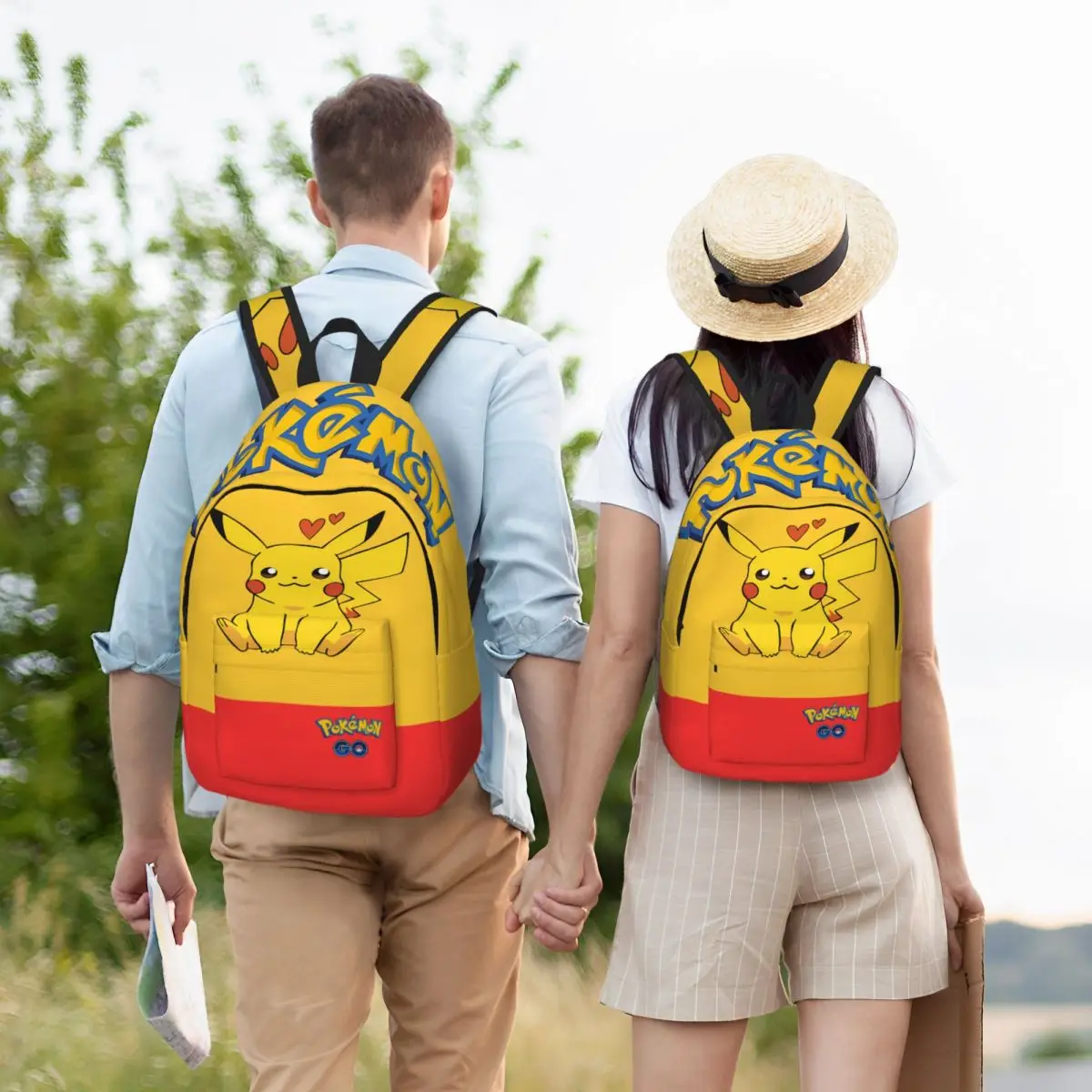 Na prezenty Pokemon Cute Yellow Cat Naklejka Duża pojemność Torba do przechowywania Kieszeń Monster Pikachu Kawaii Dla Mężczyzn Kid Knapsack Camping