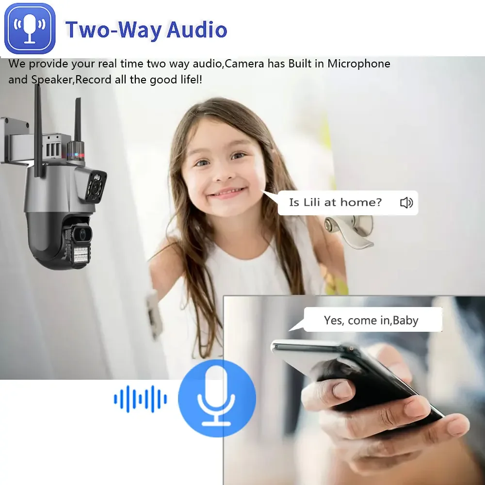 8MP Dual Screen e Dual Lens Wifi Survalance Camera Color Night Vision Ai Auto Tracking Cloud Outdoor Wireless Security Camera