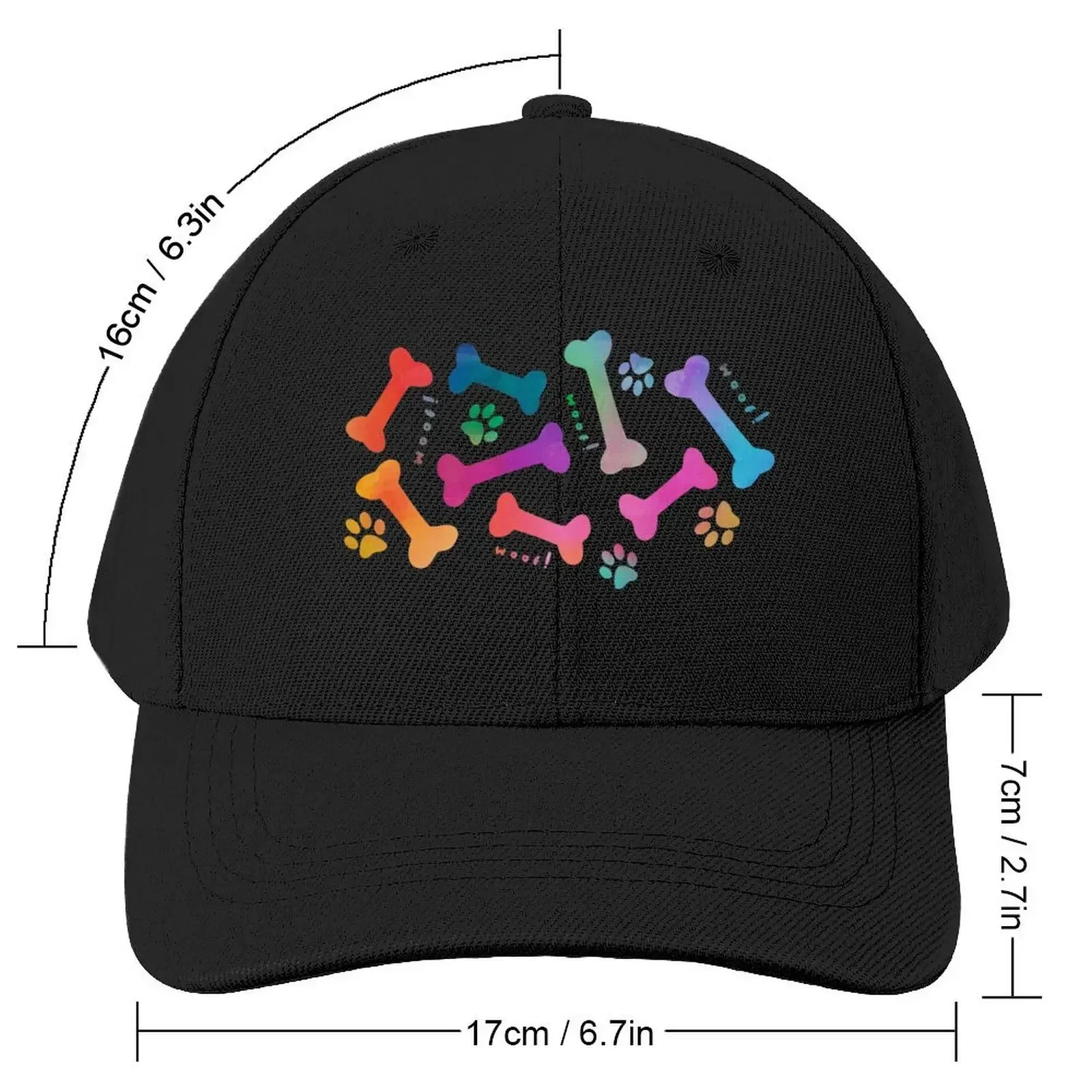 Rainbow dog bones and paw prints pattern Baseball Cap Cosplay party Hat For Men Women's