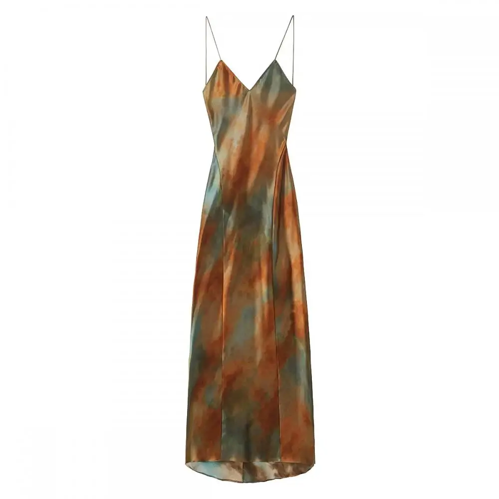 

Женское летнее платье макси на бретелях-спагетти с цветочным принтом, сексуальное платье с V-образным вырезом и открытой спиной для гостей свадьбы, Коктейльная вечерняя одежда