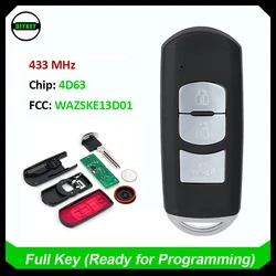 DIYKEY Nowy inteligentny pilot zdalnego sterowania 433 MHz ID49 do Mazda 3 6 2014 2015 2016 2017 SKE13E-01 SKE13E-02 z kluczykiem awaryjnym