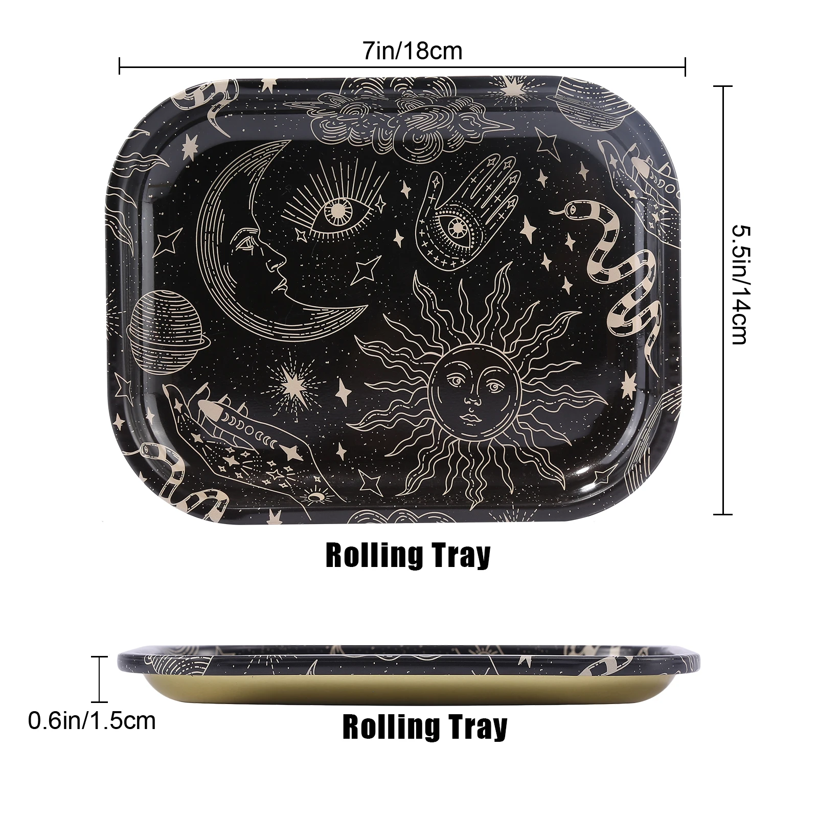 5.5*7inch Sun and Moon Metal Rolling Tray Smoking Accessory image 3