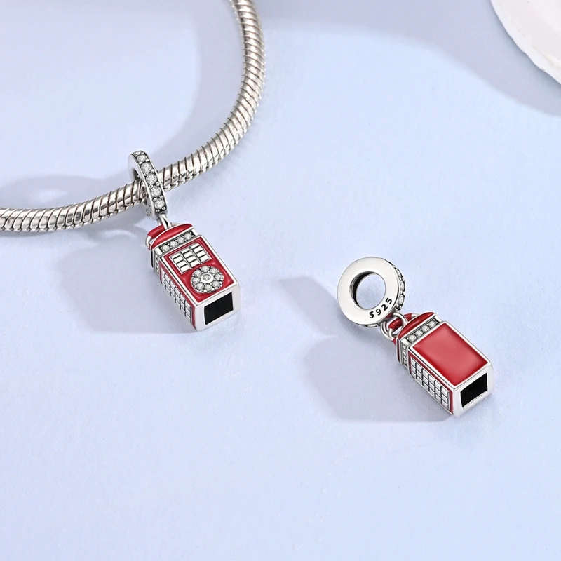 925 Sterling Silber Soldaten-Charm-Perlen, Wachposten, Telefonzelle, Uhrenturm, Reise-Charm für DIY-Armband, Halskette, Geschenk – Detail 15