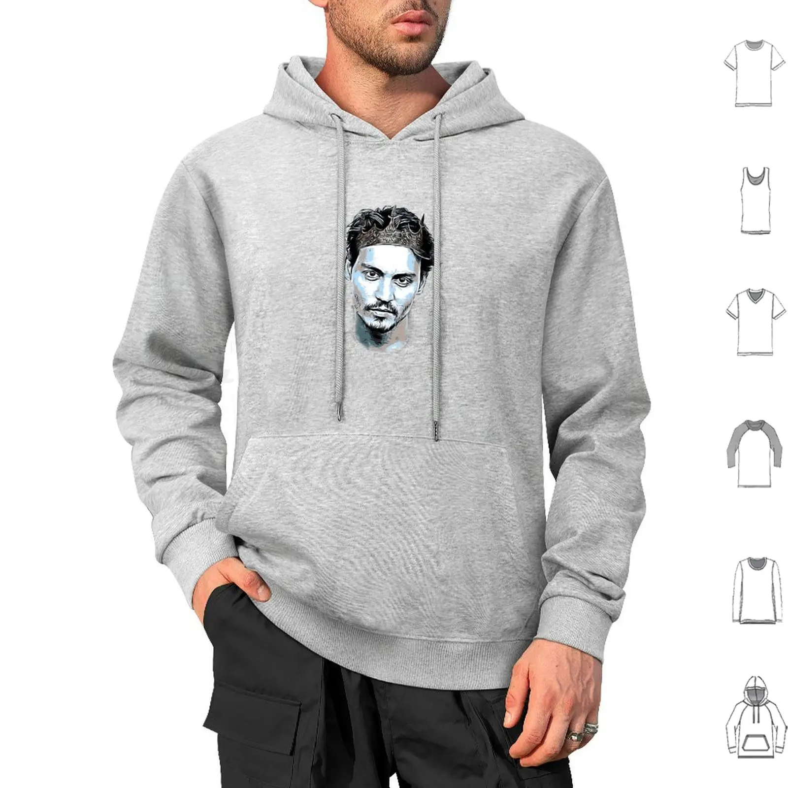 Johnny Depp-Legend Sudaderas con capucha de manga larga Johnny Depp Vector King Azul Gr8etdane Simpel Nice