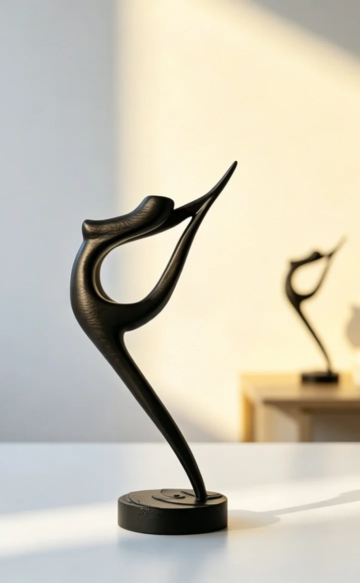 Dynamic Dancing Lady Silhouette 3D Printing Plastic Black Figurine Artistic Home Decor For Living Room Mantel