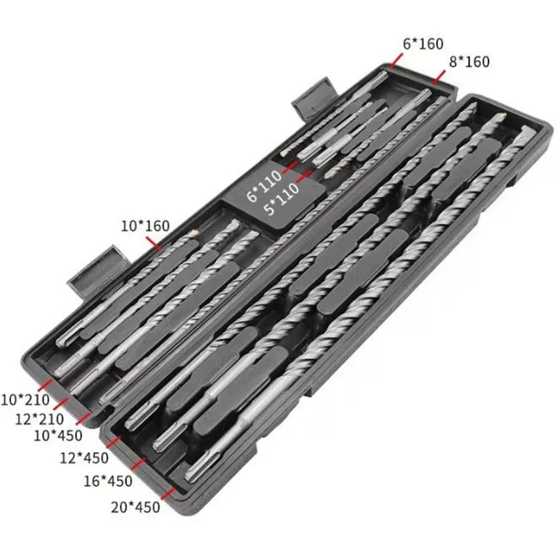 Electric Hammer Drill Bit Chisel Combination Packages Shank Impact Rotary Concrete Masonry Drilling Grooving New Power Tool 12pc