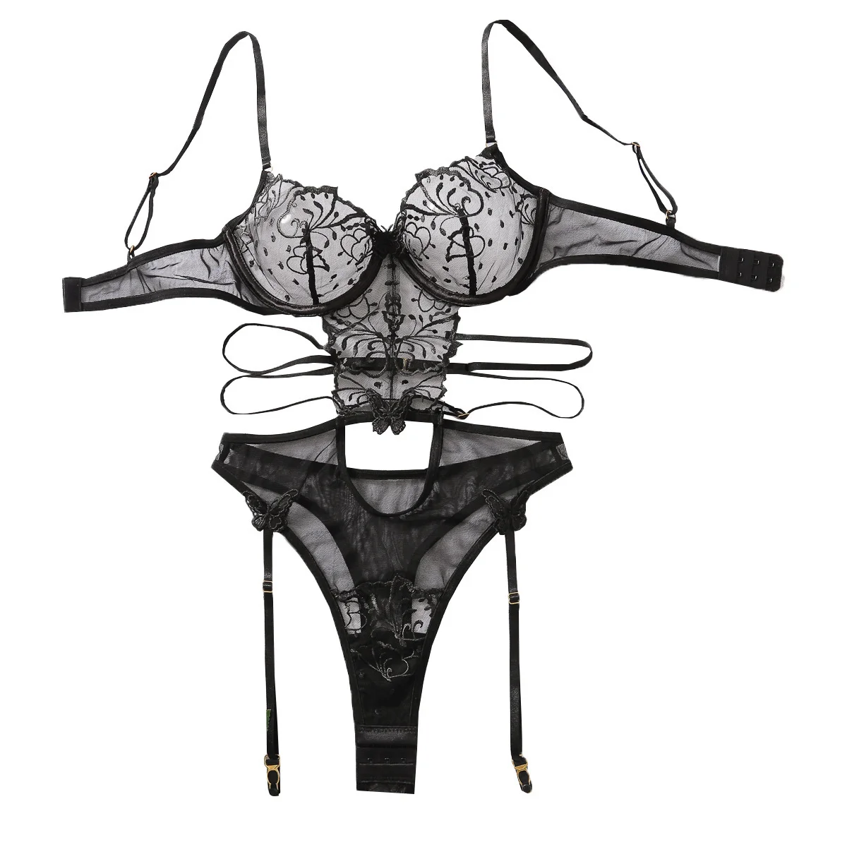 Sexy Erotic Costume Lace Embroidery Hollow Out Backless Mesh See Through Erotic Female Teddy Bear Lingerie Bodysuit
