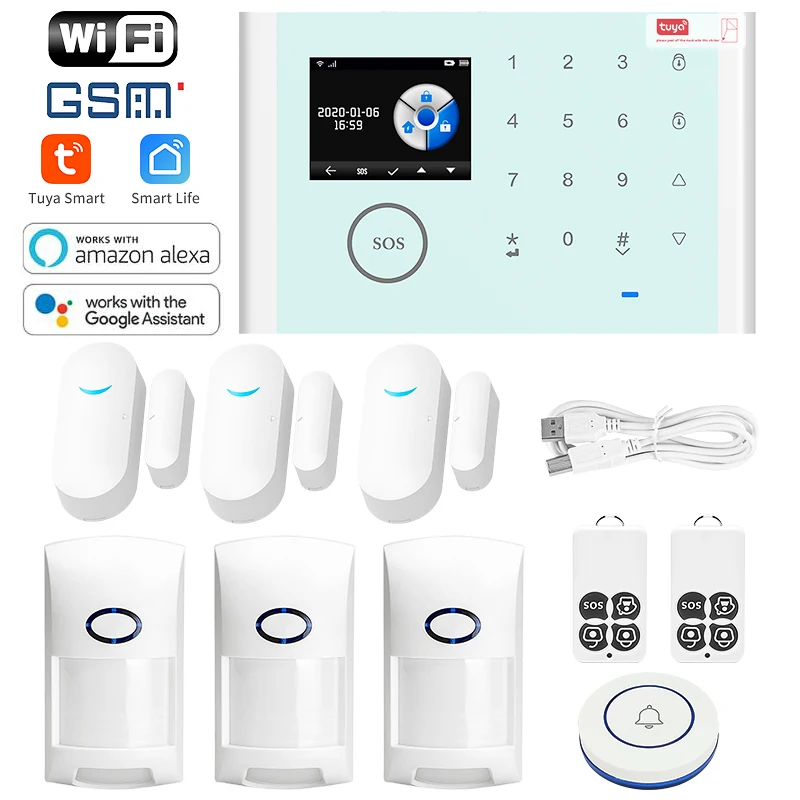 Drahtlose Wifi GSM Home Security Alarm System Anti-diebstahl Alarm Intrusion Hause Anti-diebstahl 433MHz Für Tuya smartLife APP Hause Alarm