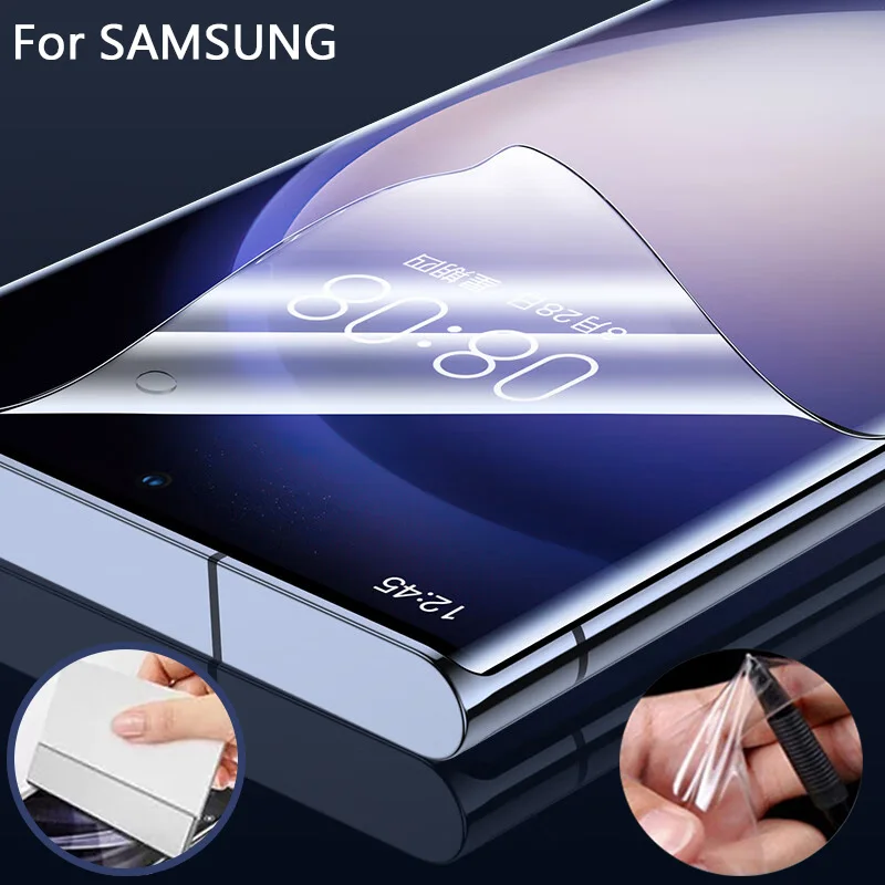 HD Hydrogel Film For Samsung Galaxy S24 S23 S22 S21 S20 Plus Ultra FE Full Cover Screen Protector Samsung Note 20 10 S10 Lite 5G