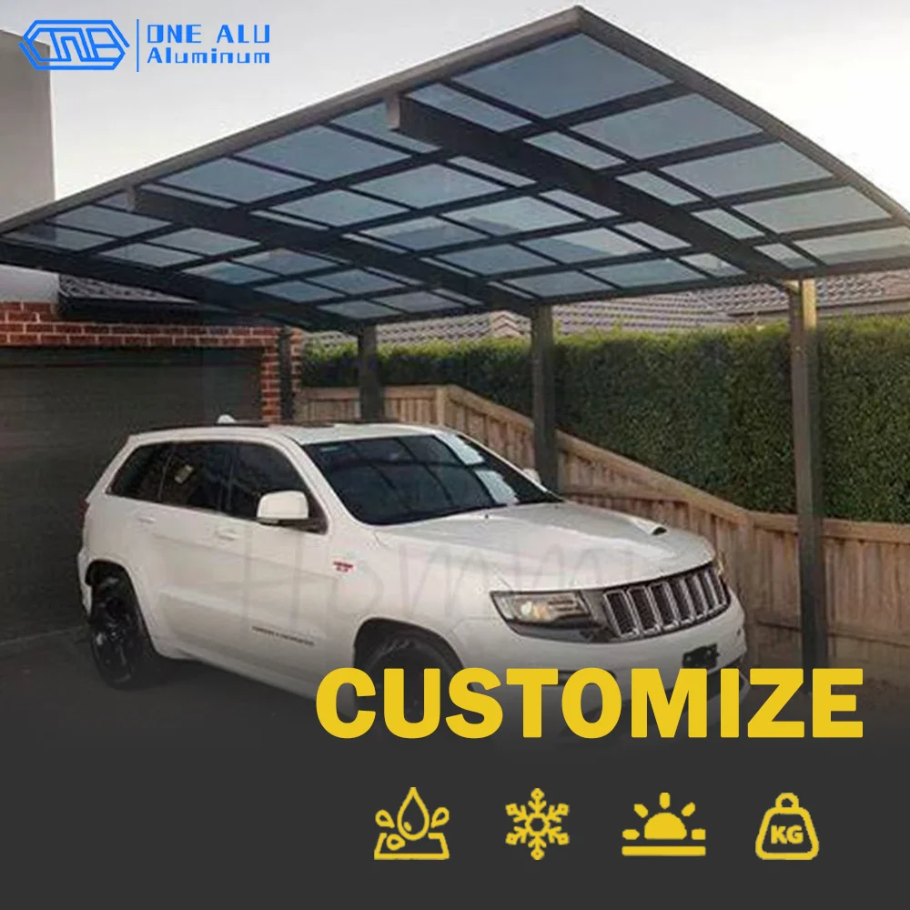 Aluminum alloy carport, roof with computer sun panel, light installation sun protection and rain protection