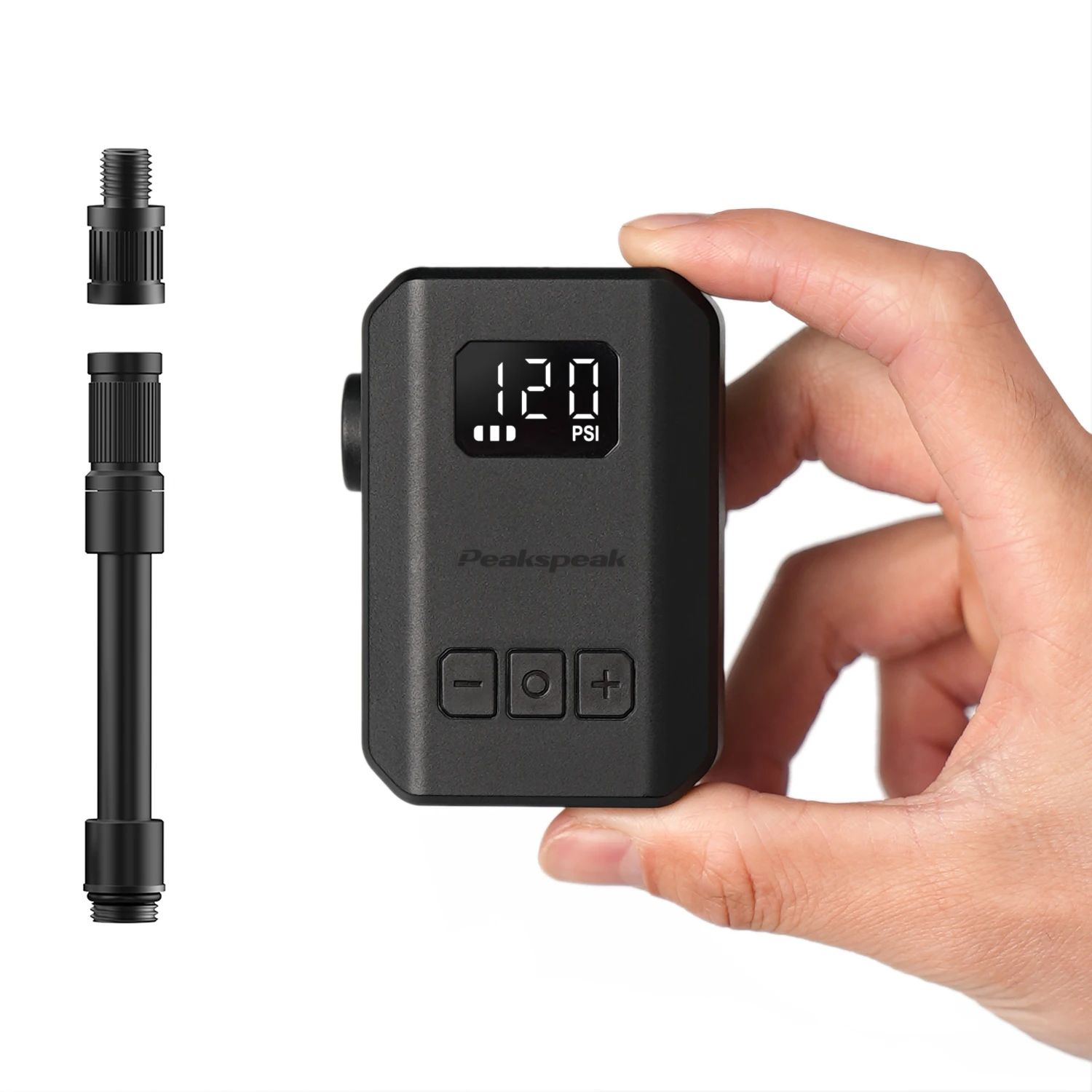 [2026 NEU] Peakspeak AS260PRO Elektrische Mini-Fahrradpumpe, 600 mAh Akku, 120 PSI Max Bike Akku-Reifenfüller mit LED-Anzeige
