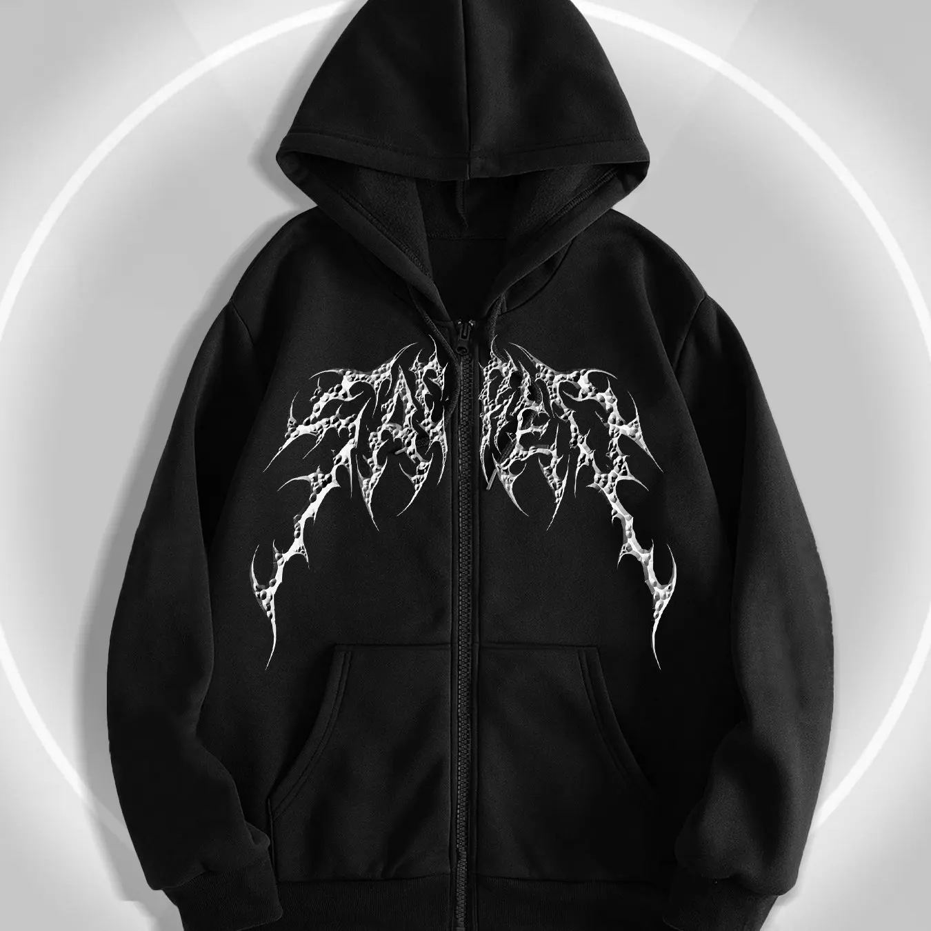 

Metallic Totem Gothic Print Men's Autumn and Winter Casual Cardigan Sweatshirt Zipper Hoodie Top men clothing
