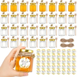 3oz Mini Honey Jars with Dipper, Empty Glass Jars for Baby Shower Favors/Wedding Favors Mini Jars with Wooden Dippers