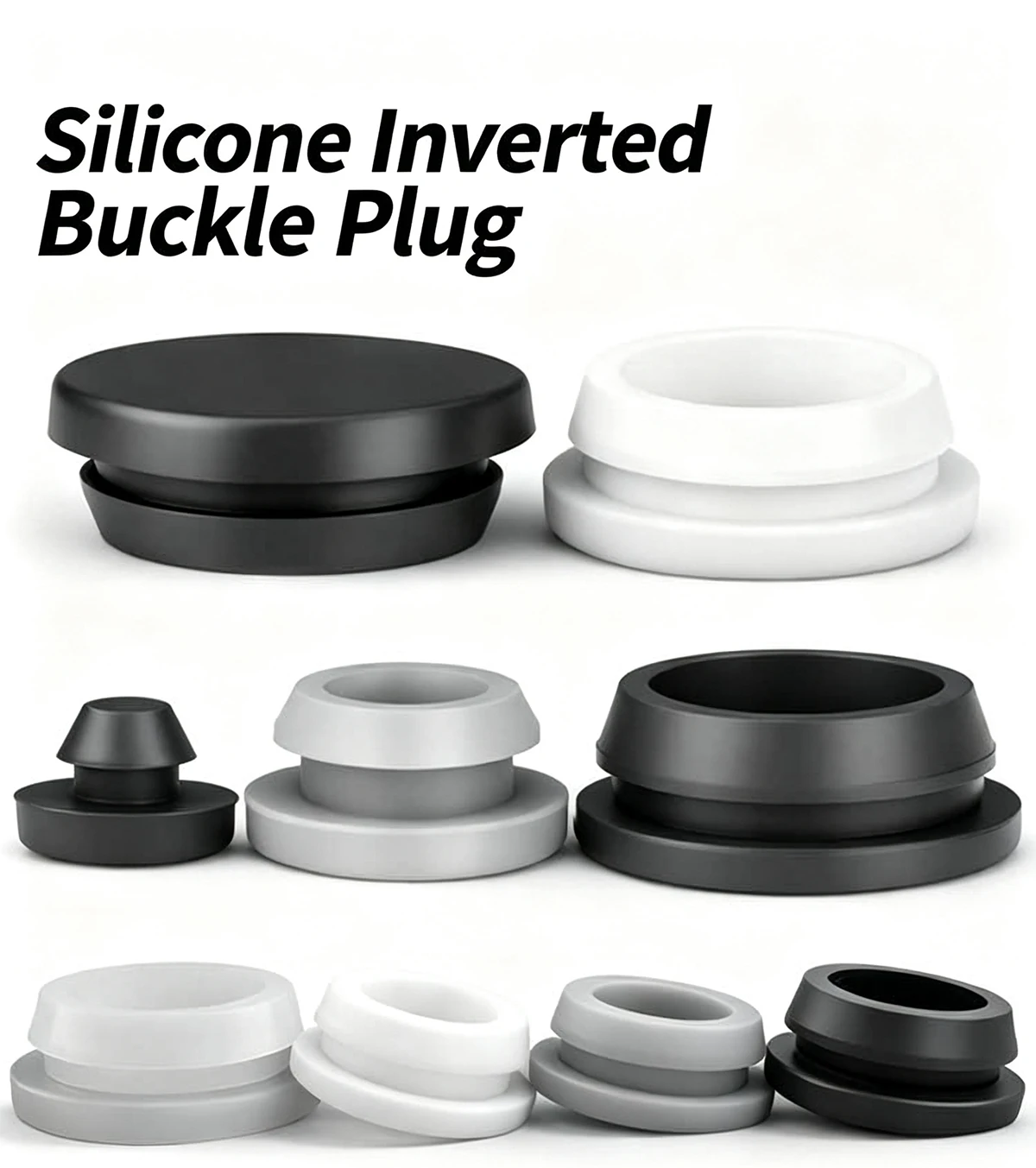 2.5-80mm Black Snap-on Silicone Rubber Hollow Stopper Plug Sealing Hole Caps Dust Plugs Pipe Tube Inserts Bungs Blanking End Cap