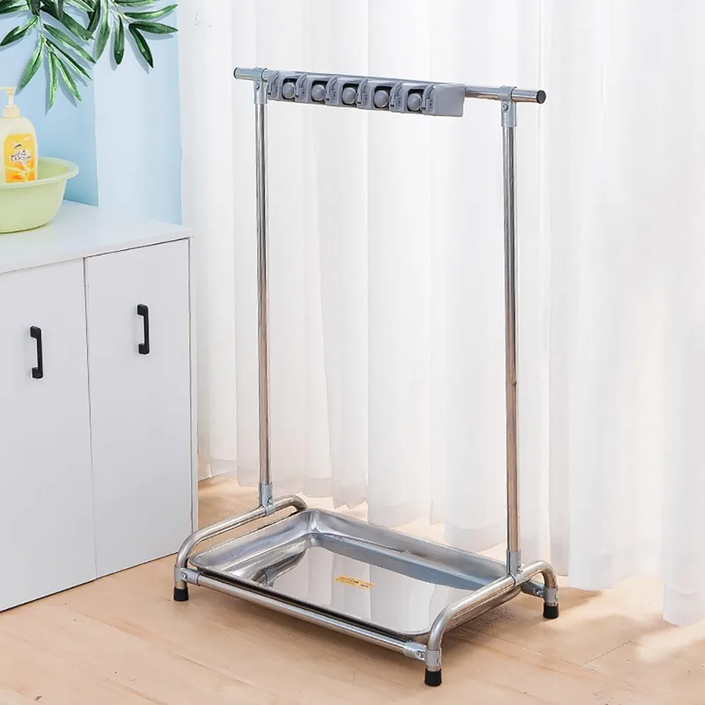 

Portable Mop and Broom Storage Rack, Rolling Cleaning Tool Organizer