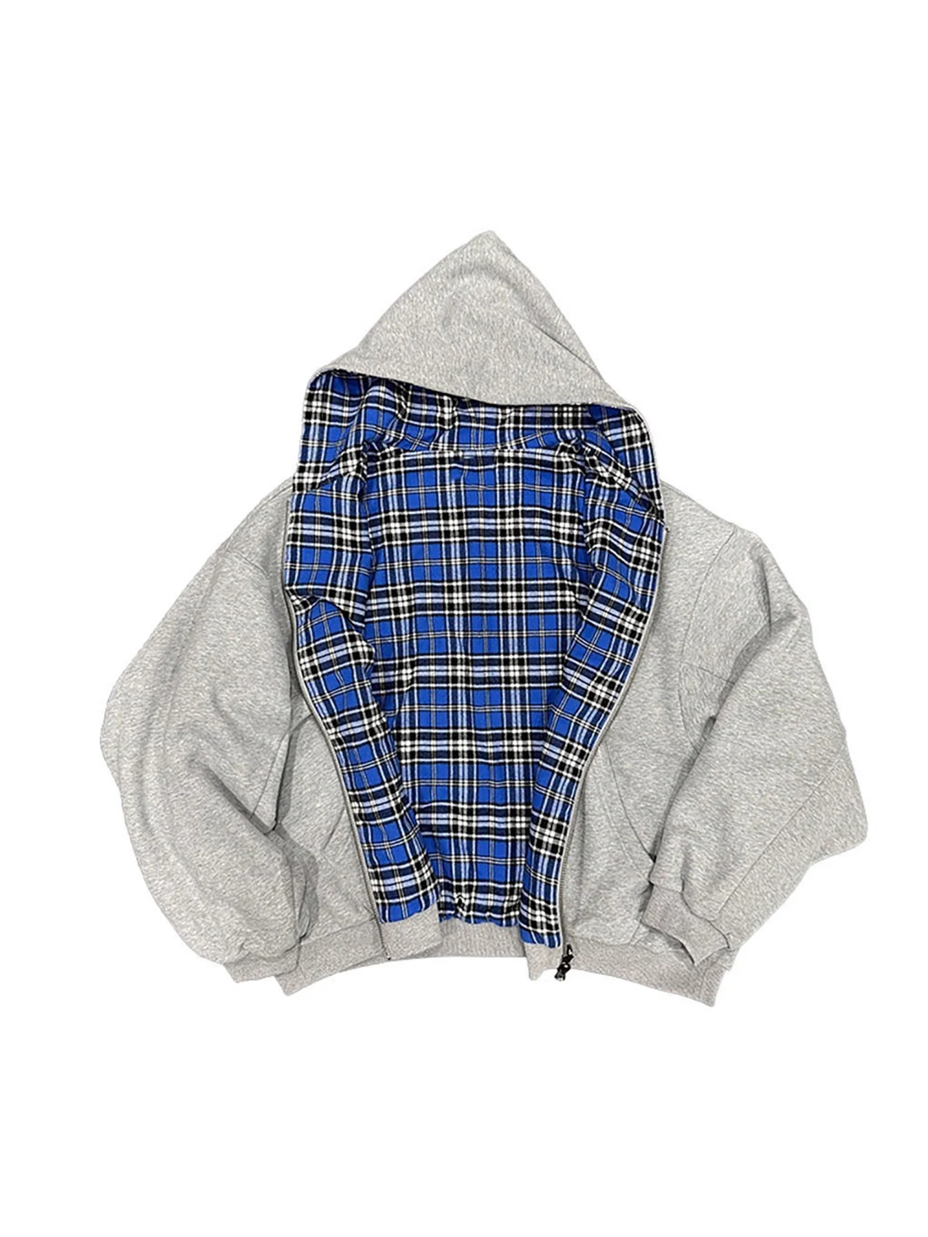 เสื้อฮู้ดถักสองด้านทรงหลวมสไตล์เรโทร