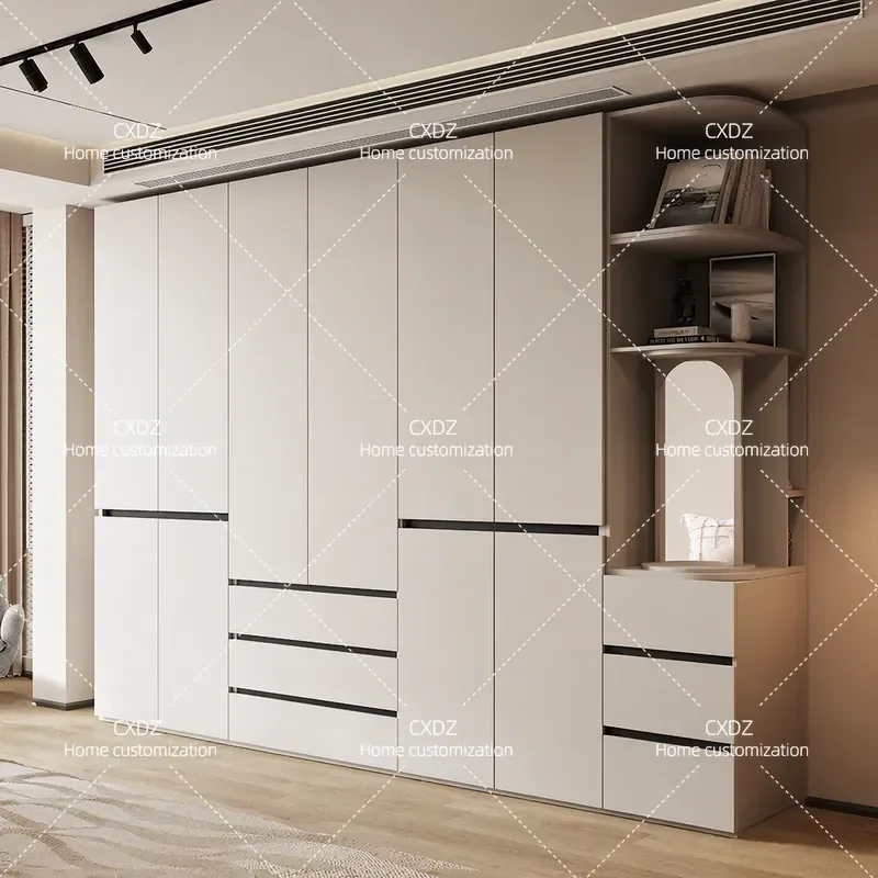 Modern Simple Solid Wood Wardrobe ENF Grade European Pine Board Storage Cabinet for Bedroom Small Apartment Segmented Design