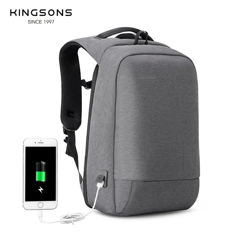 Kingsons Customs Lock Anti-theft Men Women Backpack For Laptop 13.3/15.6/17.3 inch Waterproof With USB Charging Port 180° Open